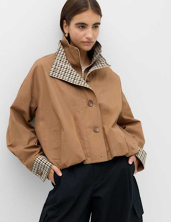 Check Contrast Bomber Jacket