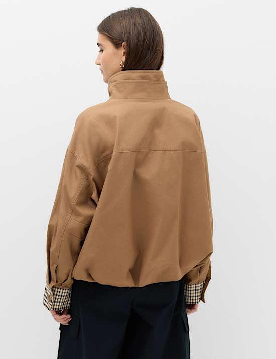 Check Contrast Bomber Jacket