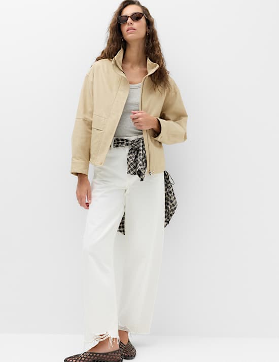 Cotton Rich Funnel Neck Parka Coat