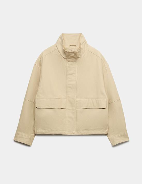 Cotton Rich Funnel Neck Parka Coat