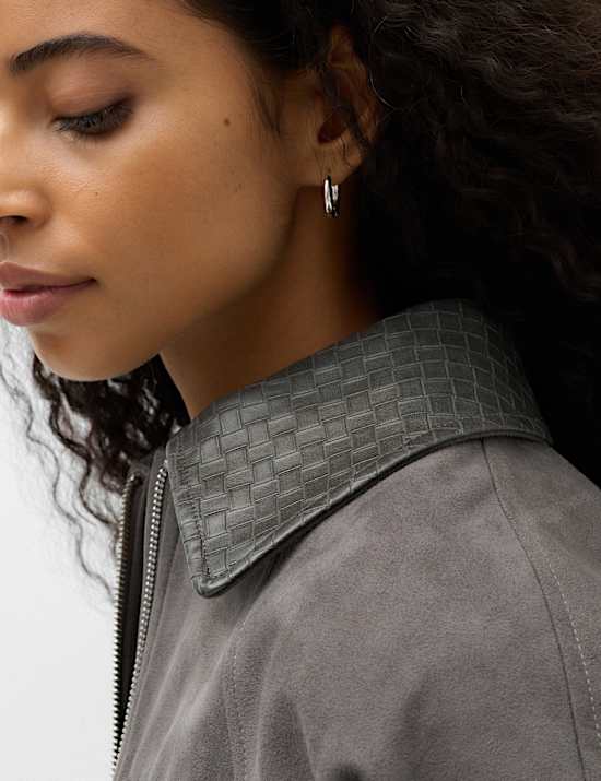 Suedette Collared Peplum Utility Jacket