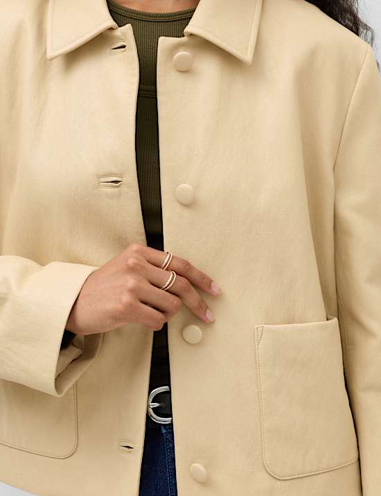 Faux Leather Padded Short Jacket