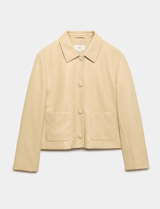 Faux Leather Padded Short Jacket