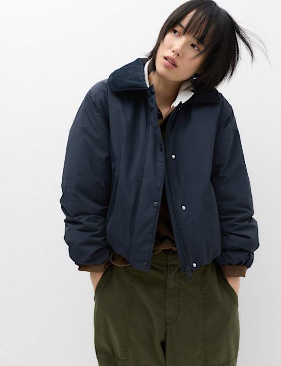 Thermowarmth&trade; Cord Collar Short Padded Jacket