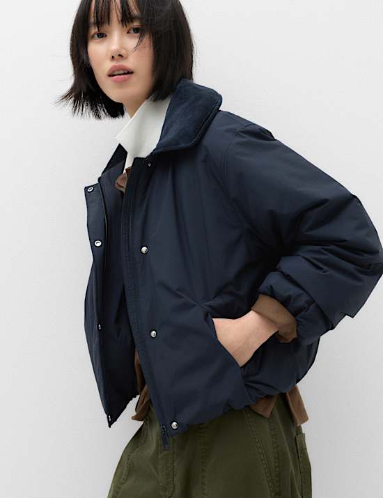 Thermowarmth&trade; Cord Collar Short Padded Jacket