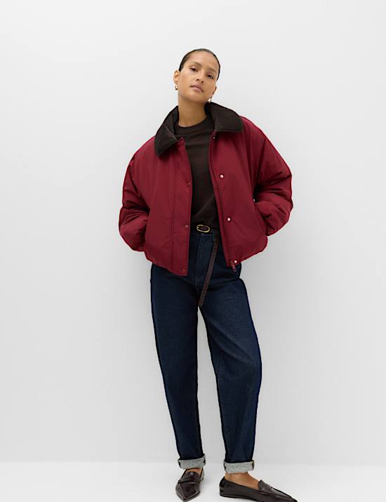 Thermowarmth&trade; Cord Collar Short Padded Jacket