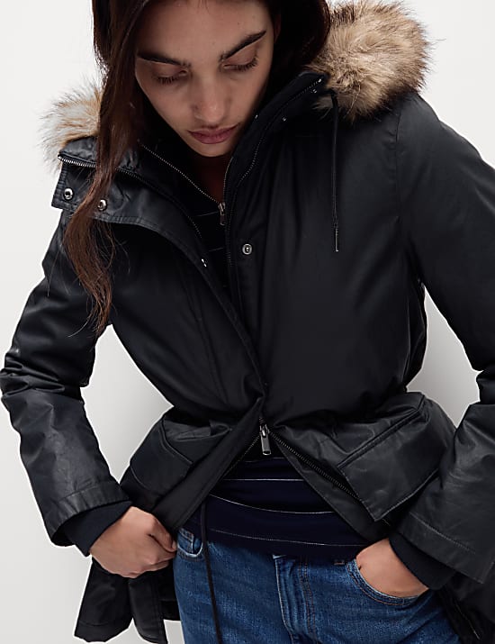 Stormwear&trade; Waxed Faux Fur Lined Hooded Parka