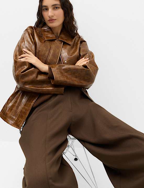 Croc Faux Leather Jacket