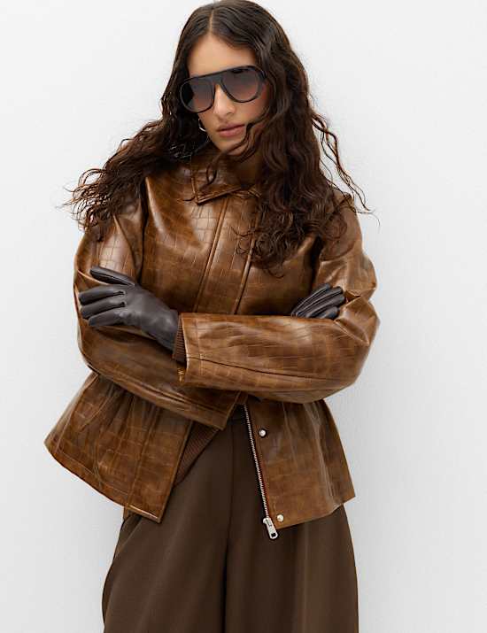 Croc Faux Leather Jacket