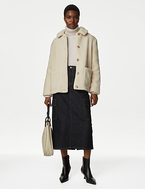 Teddy Textured Collared Jacket