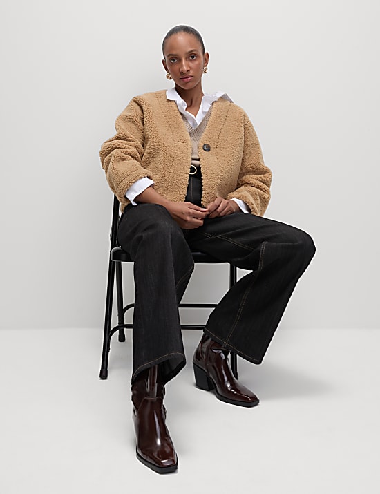 Ζακέτα-τζάκετ από συνθετικό μουτόν