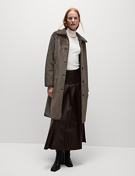 Faux Fur Longline Coat