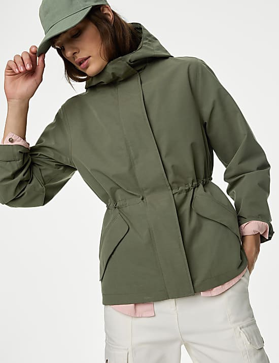 Stormwear Hooded Rain Jacket with Cotton HUNTER GREEN Jackets M S GR