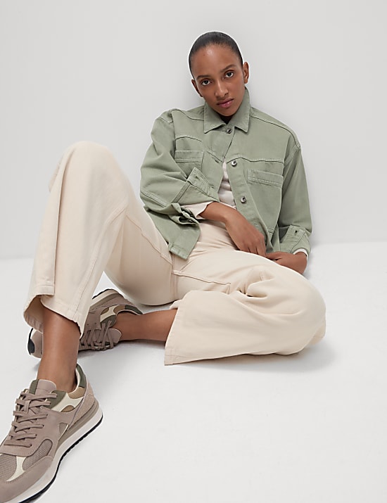 Pure Cotton Denim Relaxed Shacket