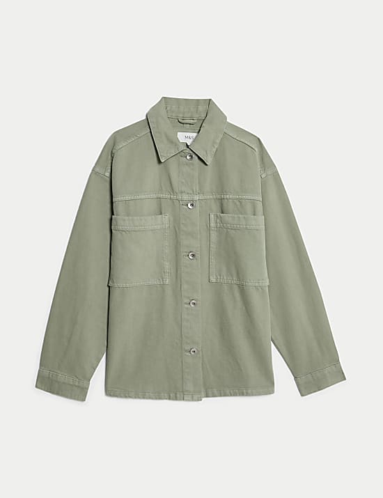Pure Cotton Denim Relaxed Shacket