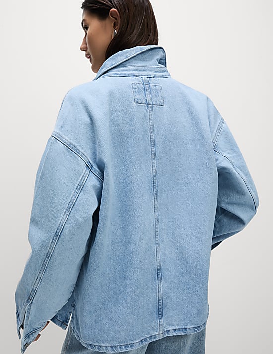 Pure Cotton Denim Relaxed Shacket