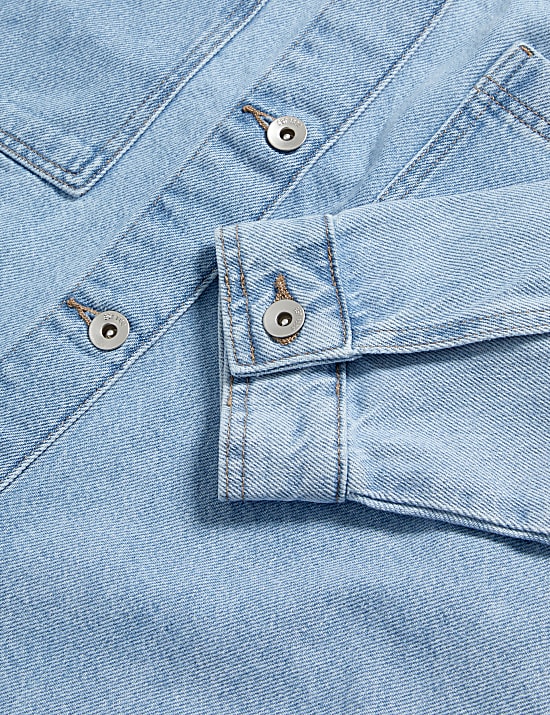 Pure Cotton Denim Relaxed Shacket