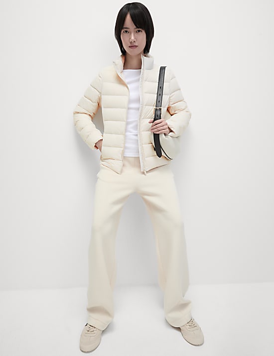 Feather & Down Quilted Packaway Puffer Jacket