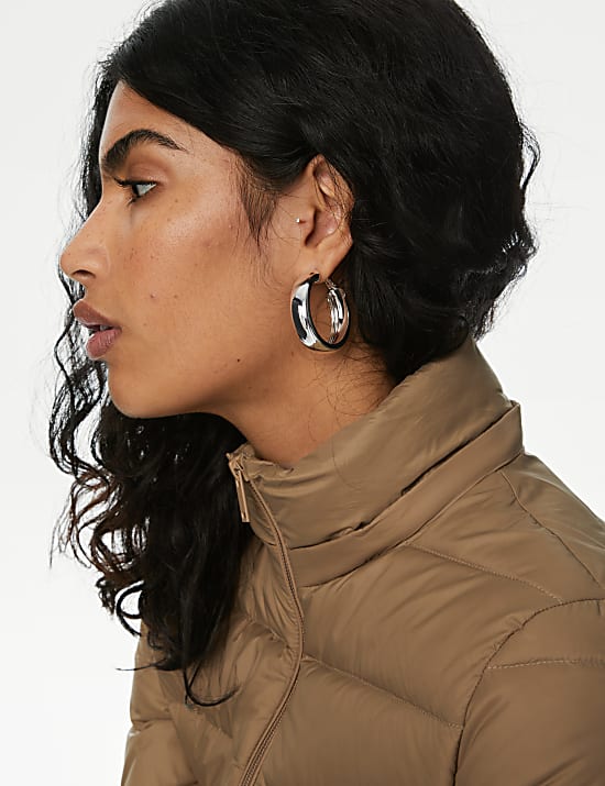 Feather & Down Padded Puffer Coat