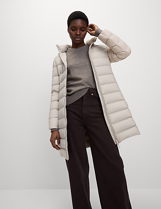 Feather & Down Padded Puffer Coat