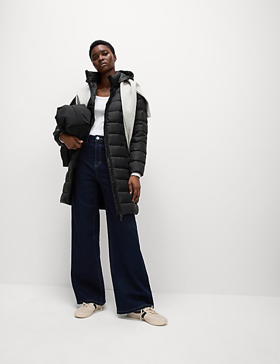 Feather & Down Padded Puffer Coat