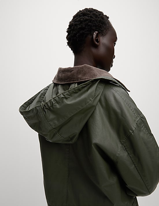 Waxed Hooded Short Jacket