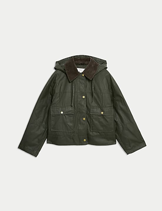 Waxed Hooded Short Jacket
