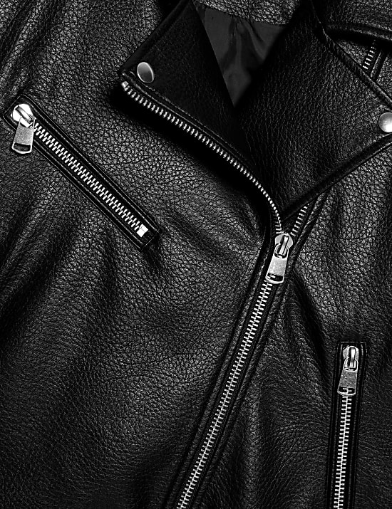 Jaket Motor Bertekstur Kulit Imitasi