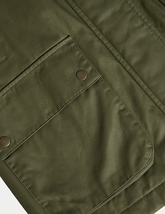 Prošívaný parkový kabát s vysokým podílem bavlny, voskovaný