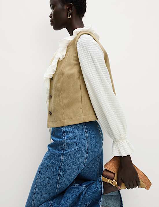 וסט חורפי קצר דמוי זמש