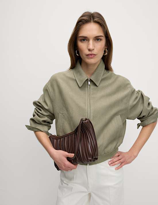 Suedette Relaxed Harrington Jacket