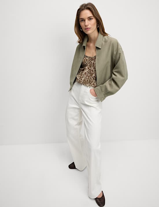 Suedette Relaxed Harrington Jacket