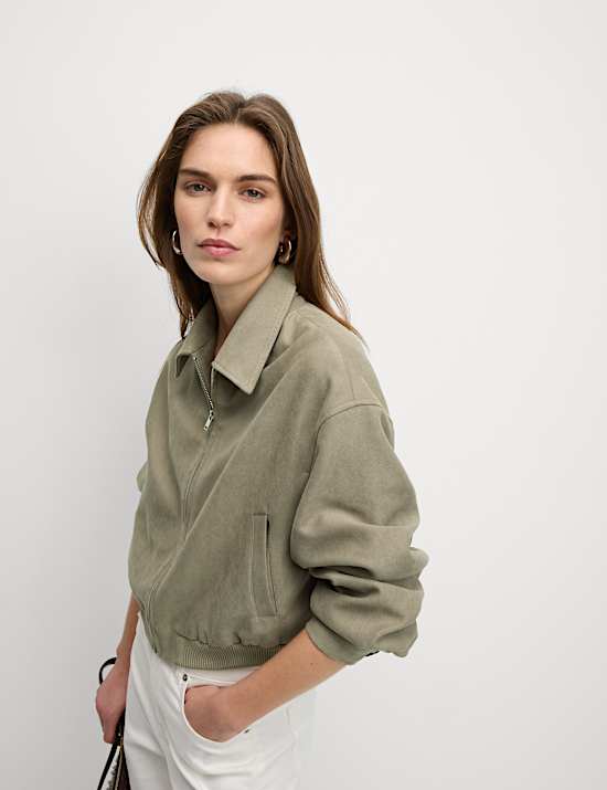 Suedette Relaxed Harrington Jacket