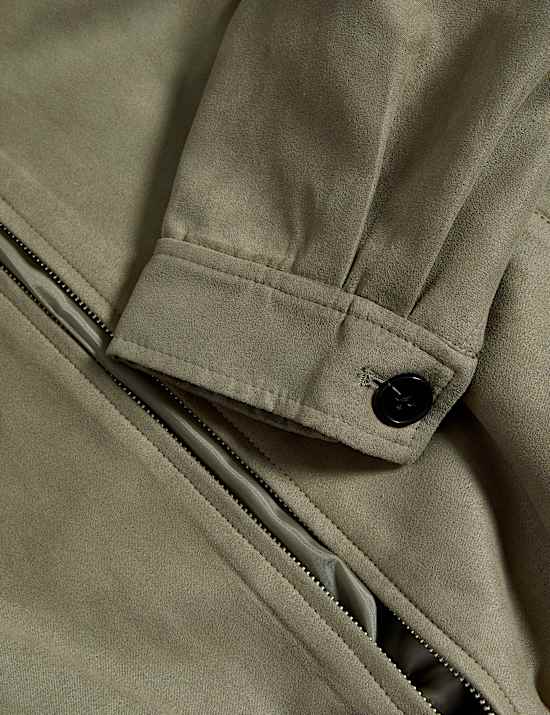 Suedette Relaxed Harrington Jacket