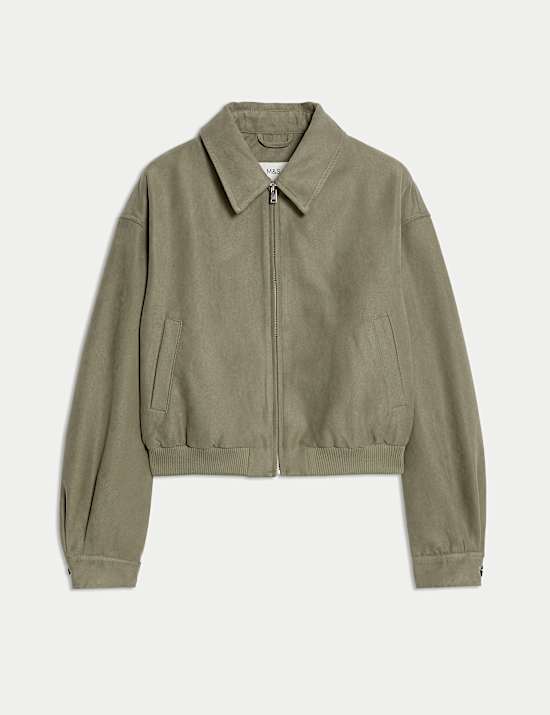 Suedette Relaxed Harrington Jacket