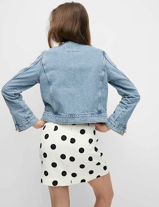 Denim Collarless Short Jacket
