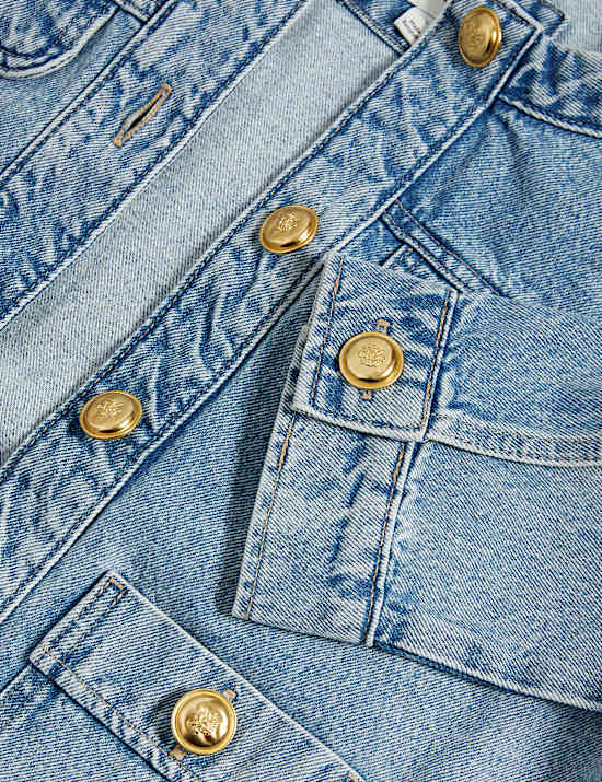 Denim Collarless Short Jacket