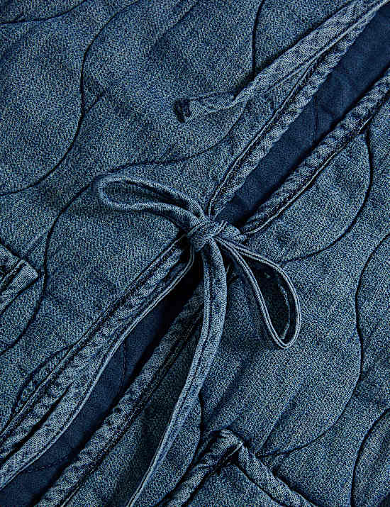 Pure Cotton Denim Quilted Gilet