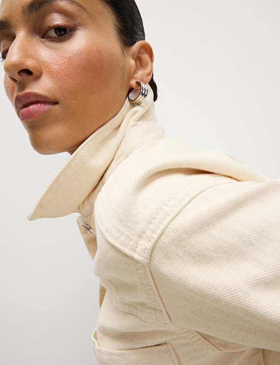 Denim Embroidered Relaxed Shacket