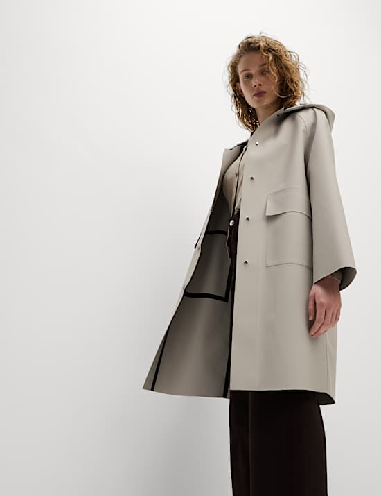Rubber Hooded Clean Longline Parka Coat