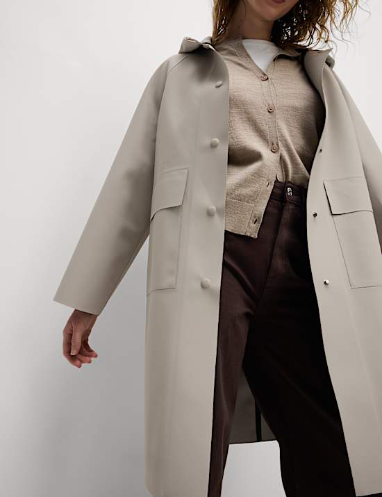 Rubber Hooded Clean Longline Parka Coat