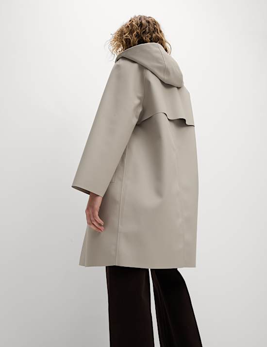 Rubber Hooded Clean Longline Parka Coat