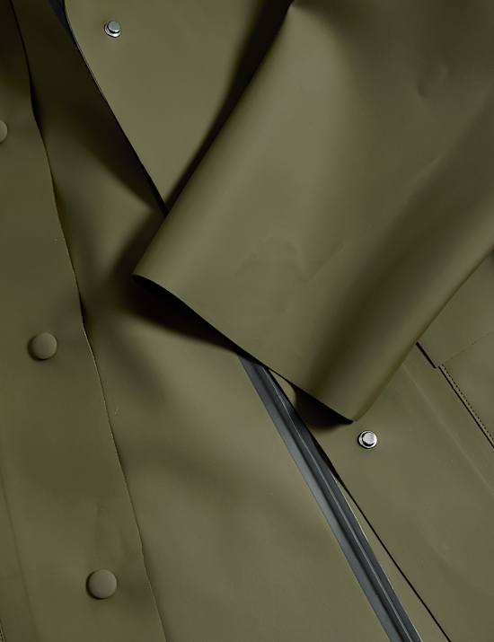 Rubber Hooded Clean Longline Parka Coat