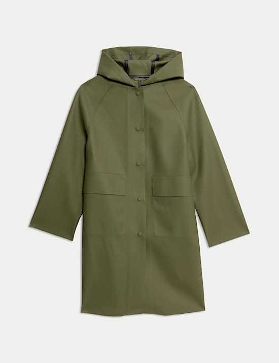 Rubber Hooded Clean Longline Parka Coat