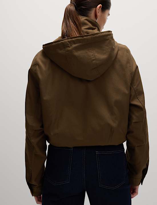 Katoenrijke parkajas van canvas met capuchon en Stormwear™