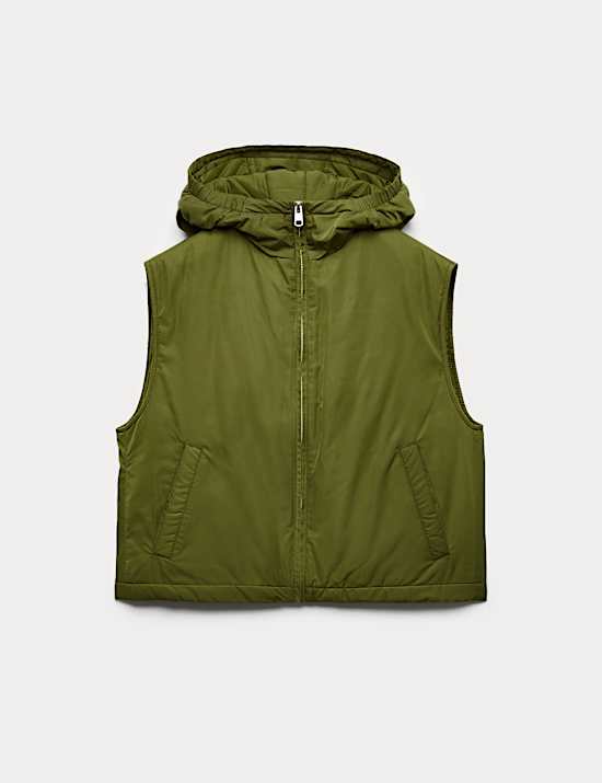 Padded Hooded Cropped Gilet
