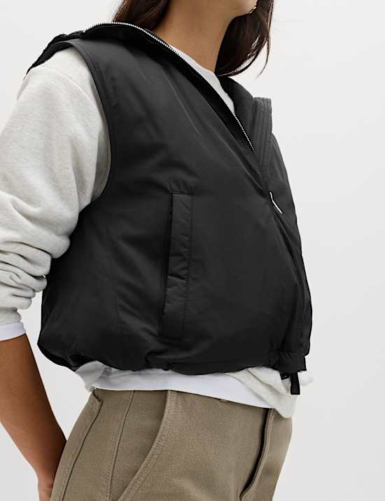 Padded Hooded Cropped Gilet