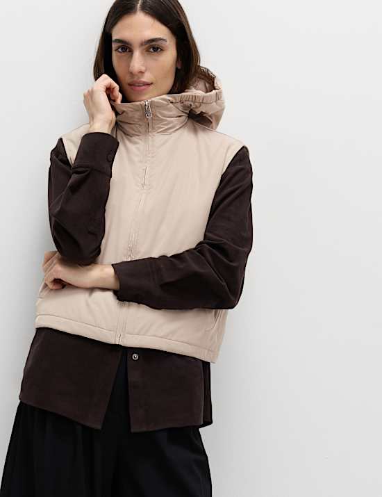 Padded Hooded Cropped Gilet
