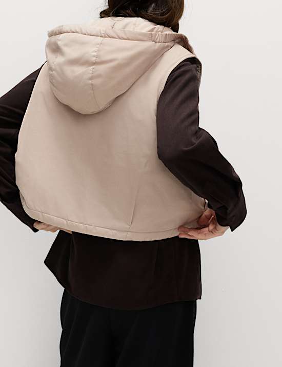 Padded Hooded Cropped Gilet