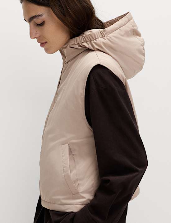 Padded Hooded Cropped Gilet